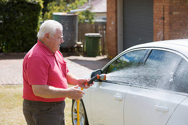 bad neighbors  - old man washing car