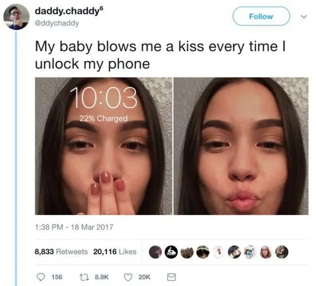 Cringe Posts Social Media - cringey couple posts - daddy.chaddy My baby blows me a kiss every time I unlock my phone 22% Charged 8,833 20,116 156 L2 20K