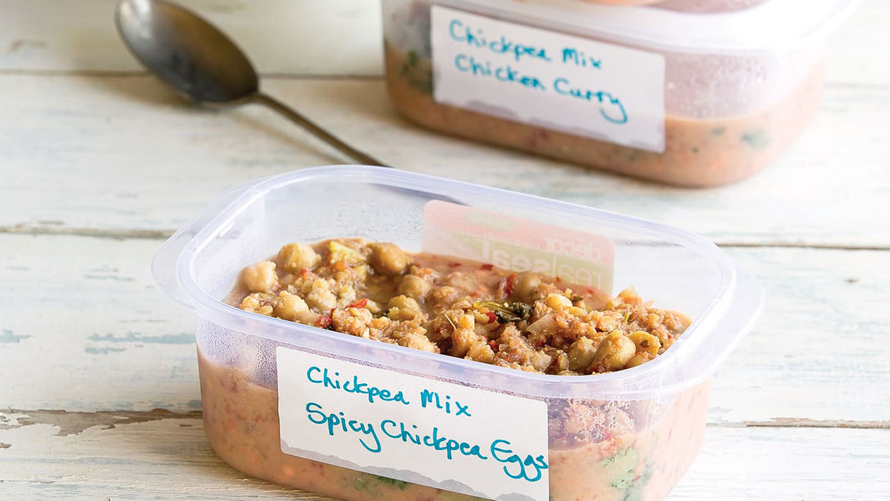 Saving Tactics During Inflation - dish - Chickpea Mix Chicken Curry sealset Chickpea Mix Spicy Chickpea Eggs