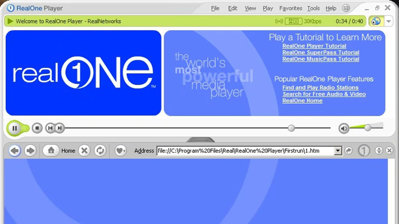 Things from the old internet - realone player - RealOne Player Welcome to RealOne Player