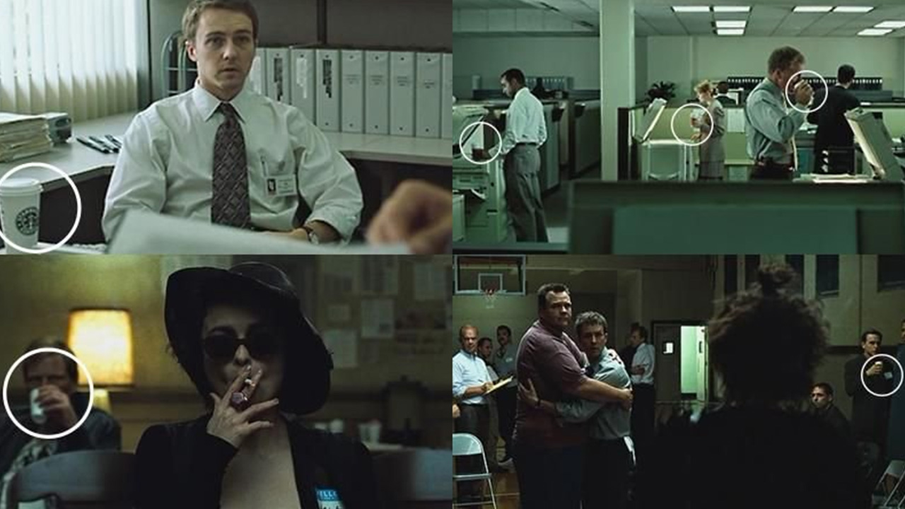 "There’s a Starbucks coffee cup in every scene of Fight Club." - u/lemondeisyours