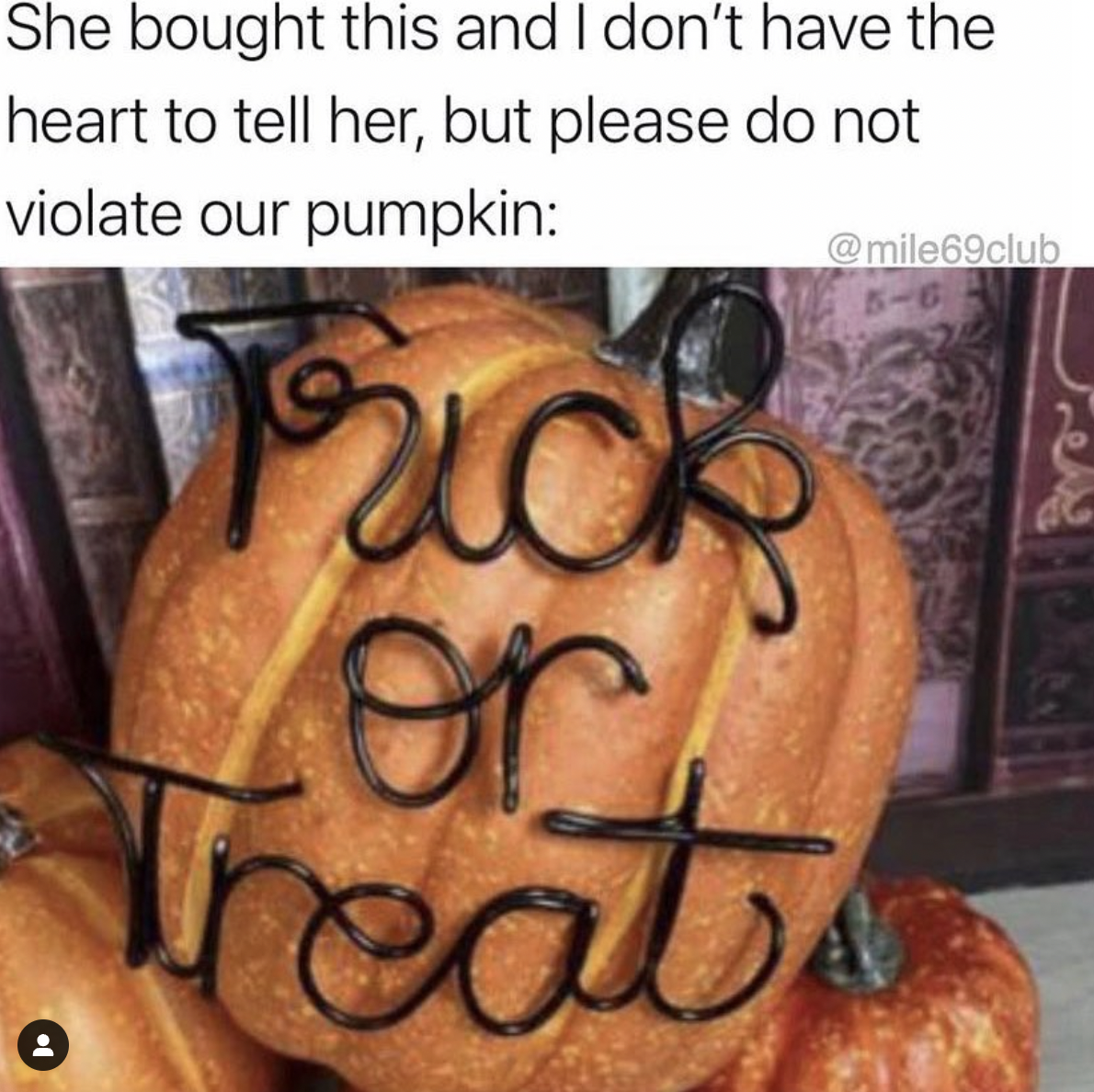 pumpkin - She bought this and I don't have the heart to tell her, but please do not violate our pumpkin Tac or Treat