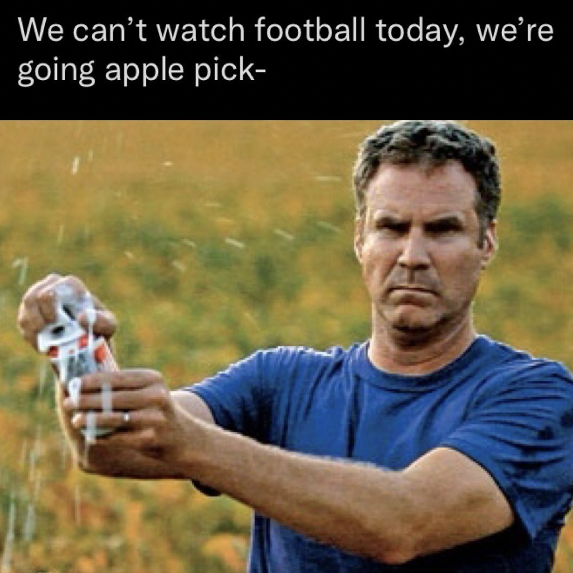 meme will ferrell - We can't watch football today, we're going apple pick