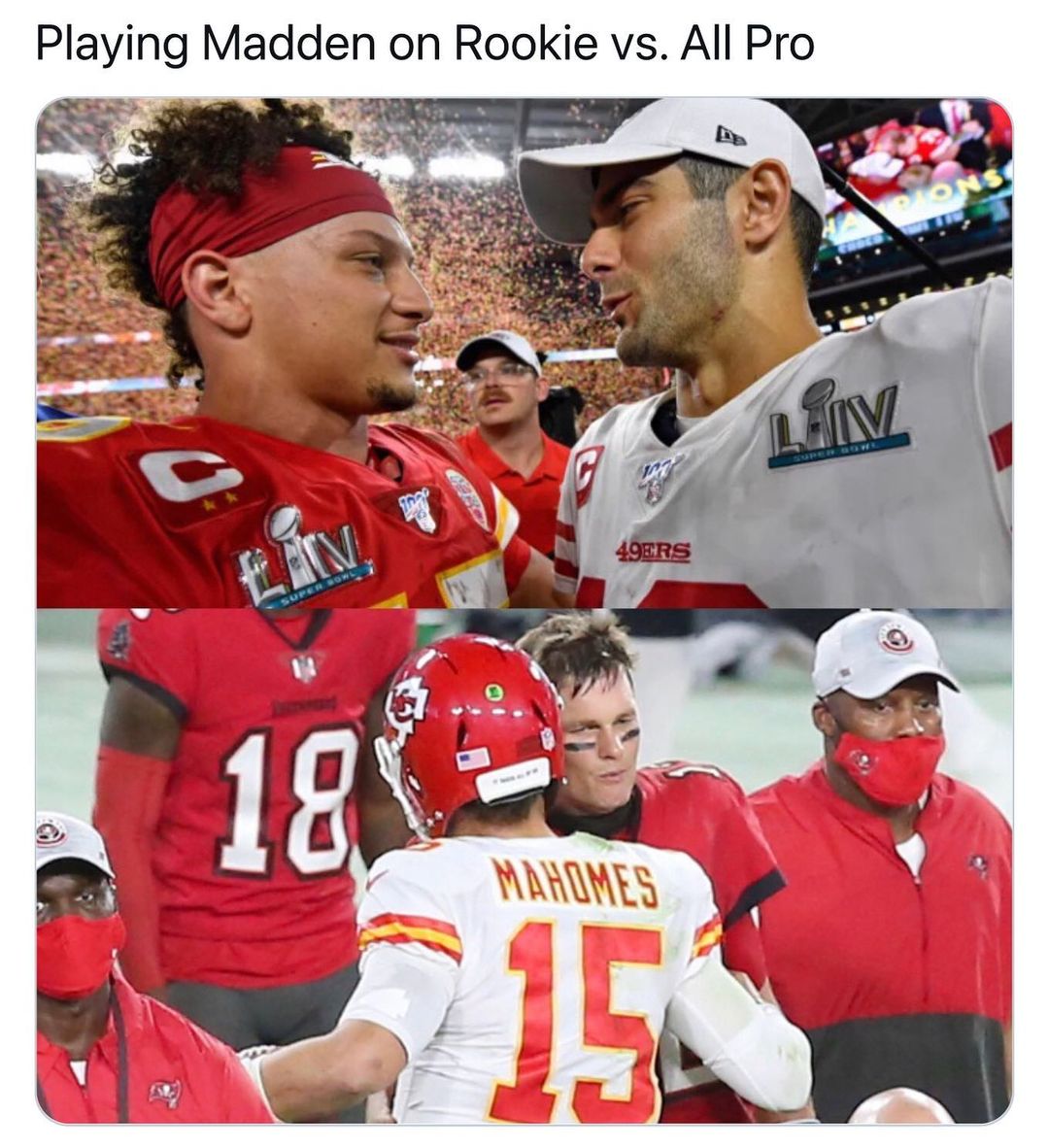 patrick mahomes and jimmy garoppolo - Playing Madden on Rookie vs. All Pro Pions Liv G in 49ERS Ein Super Bowl 167 18 Mahomes 15