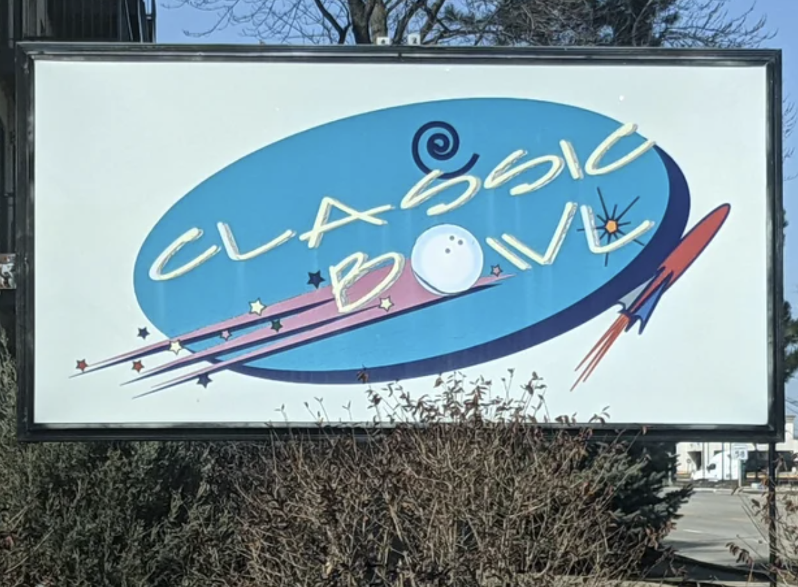 This bowling alley sign.