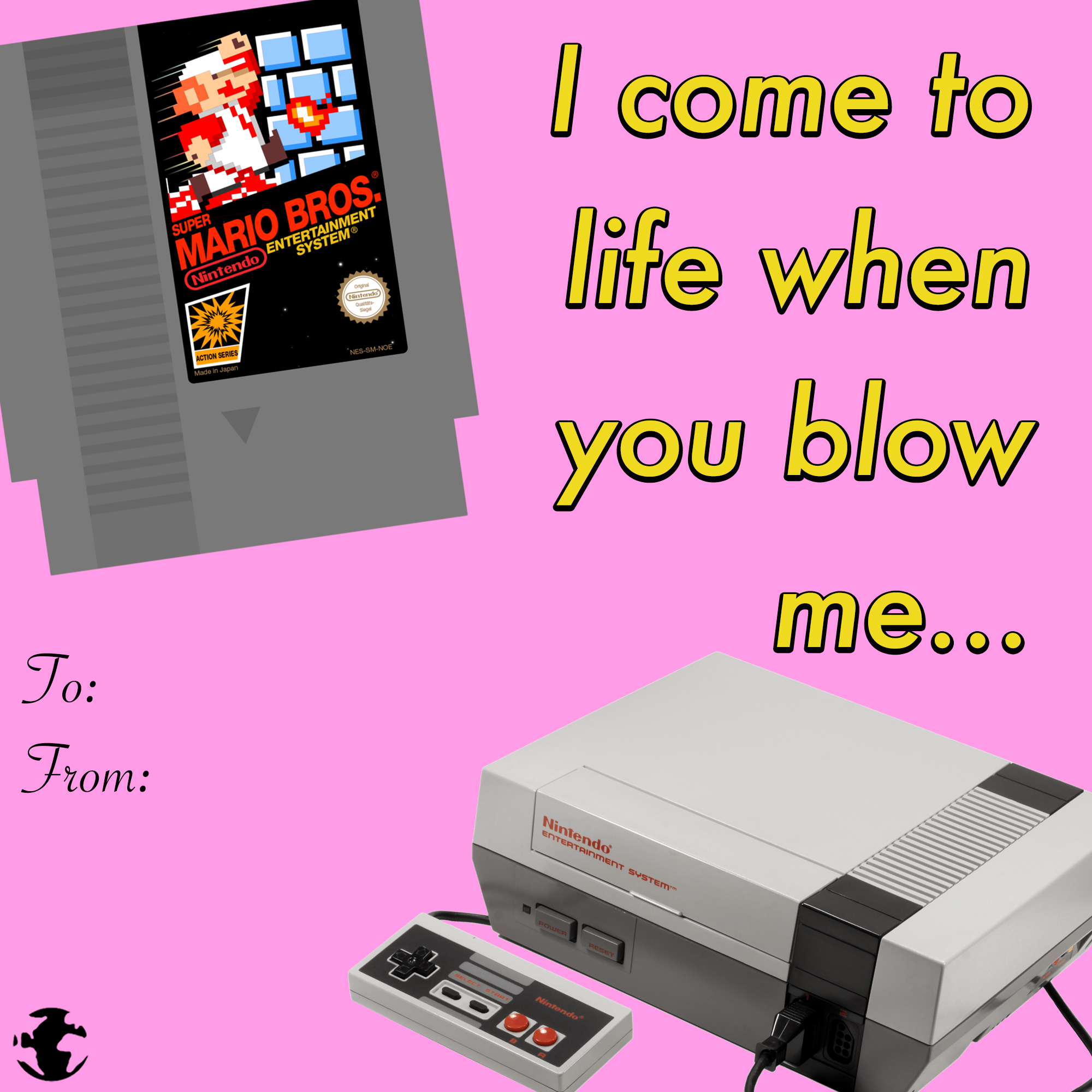 eBaum's Valentine's Day Cards 2022 - super mario bros - I come to life when Super Mario Bros. Nintendo Entertainment System Original Nintendo Quality Sino NesSmNoe Action Series Made in Japan you blow me... To From Nintendo Entertainment System Power Ct S