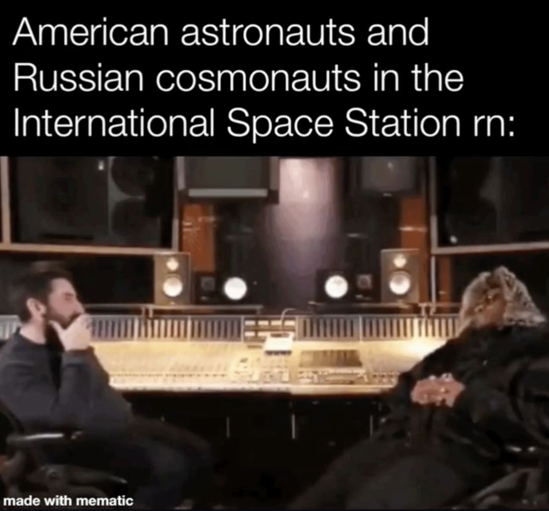 WWIII memes - pianist - American astronauts and Russian cosmonauts in the International Space Station rn made with mematic