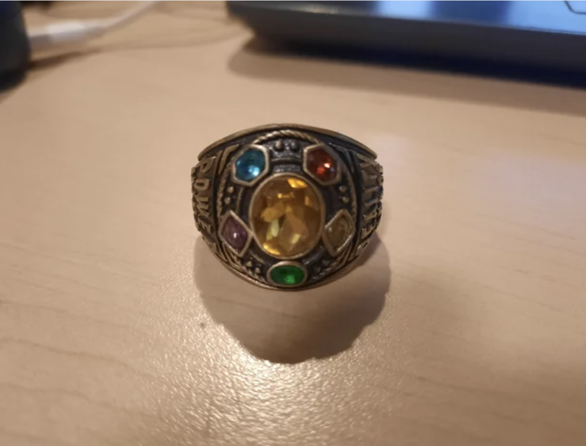 Shards of 'Infinty Stones' placed into a ring.