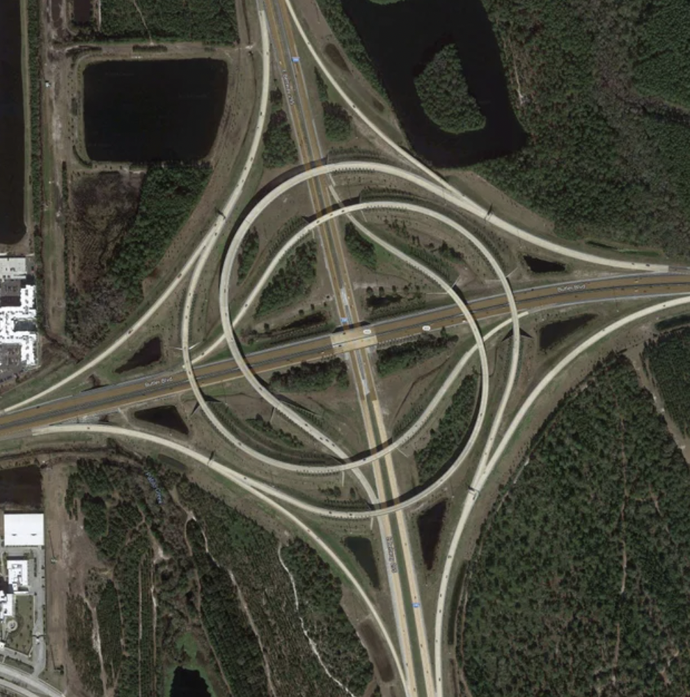 These roundabout roads in Jacksonville, FL.