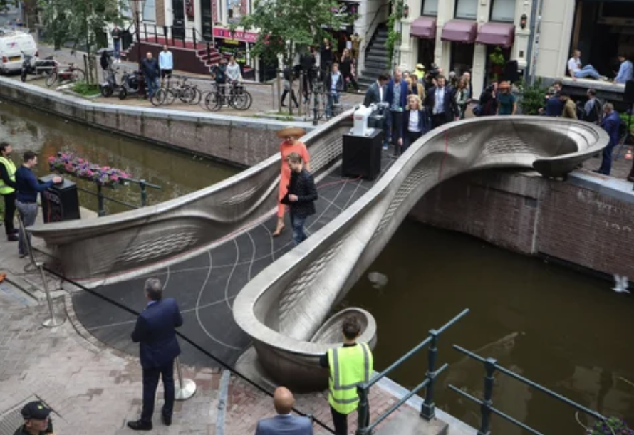 The first ever 3D printed bridge, in Amsterdam.