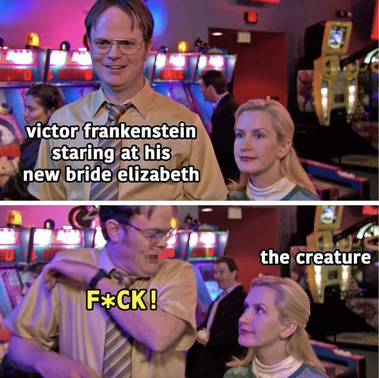 SparkNotes memes - fun - victor frankenstein staring at his new bride elizabeth the creature FCk!