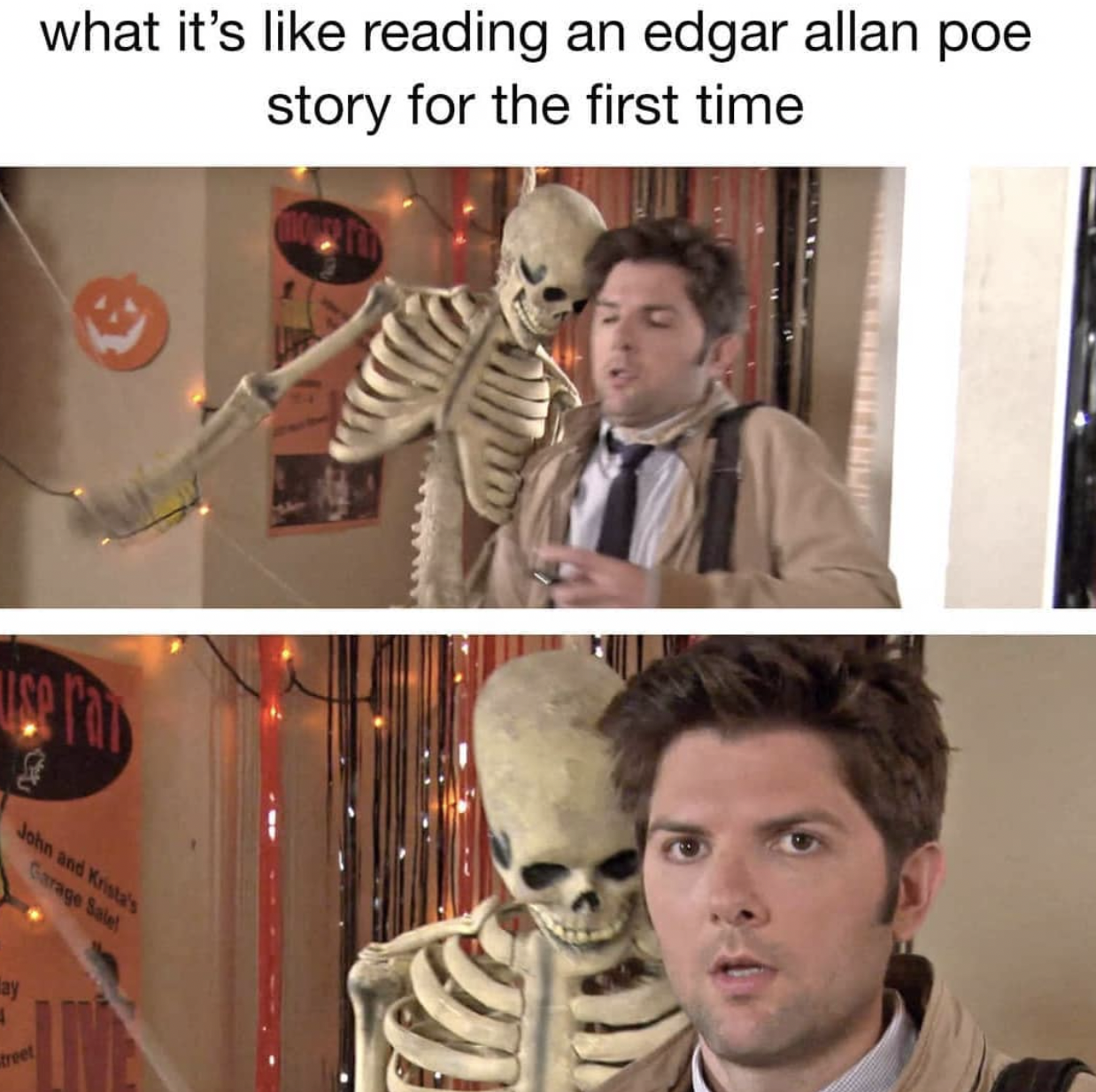 SparkNotes memes - photo caption - what it's reading an edgar allan poe story for the first time 100 Un