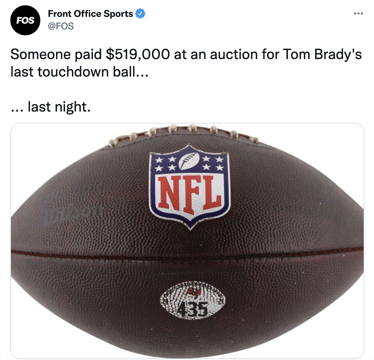 Tom Brady un-retirement memesball - Fos Front Office Sports Someone paid $519,000 at an auction for Tom Brady's last touchdown ball... ... last night. Nfl 435