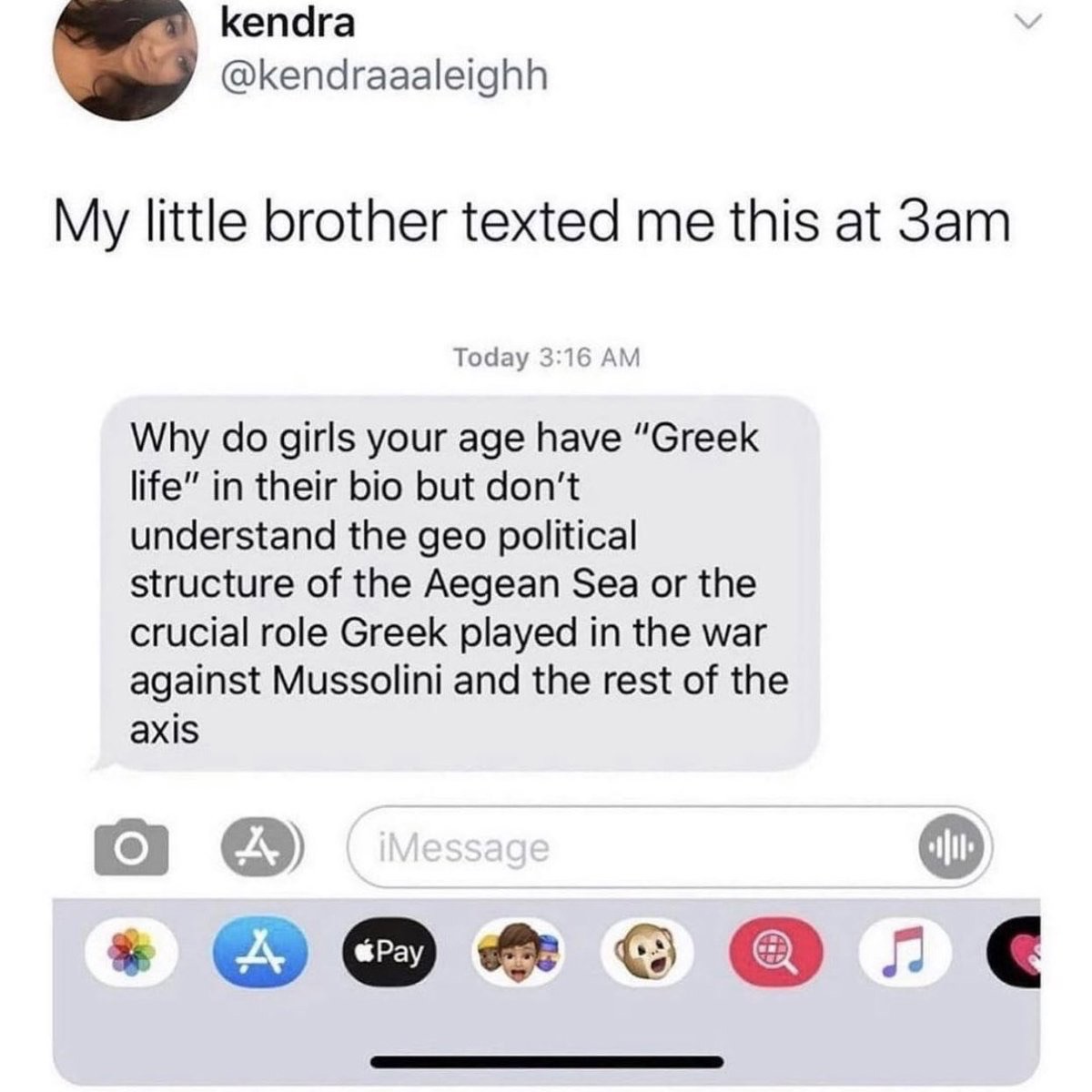 dudes post wins - txt yeonjun imagines - kendra My little brother texted me this at 3am Today Why do girls your age have "Greek life" in their bio but don't understand the geo political structure of the Aegean Sea or the crucial role Greek played in the w