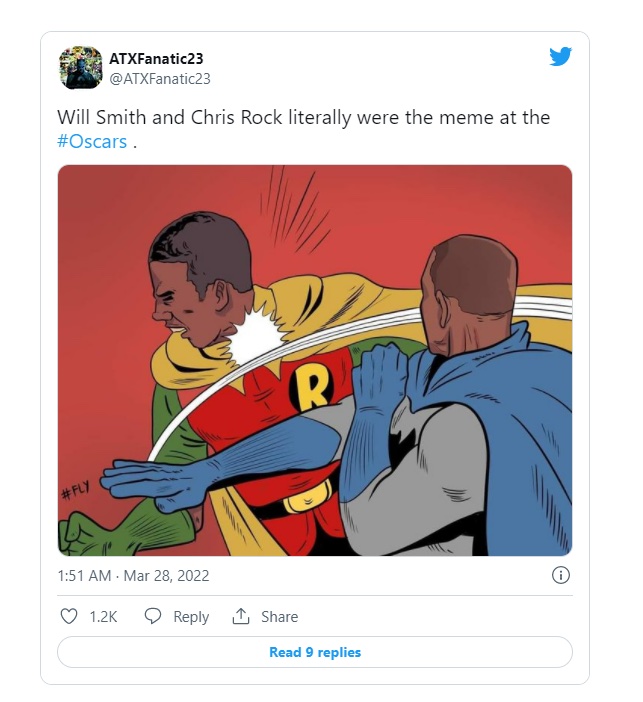 Will Smith Slap memes - cartoon - ATXFanatic23 Will Smith and Chris Rock literally were the meme at the . R. 0 1 Read 9 replies