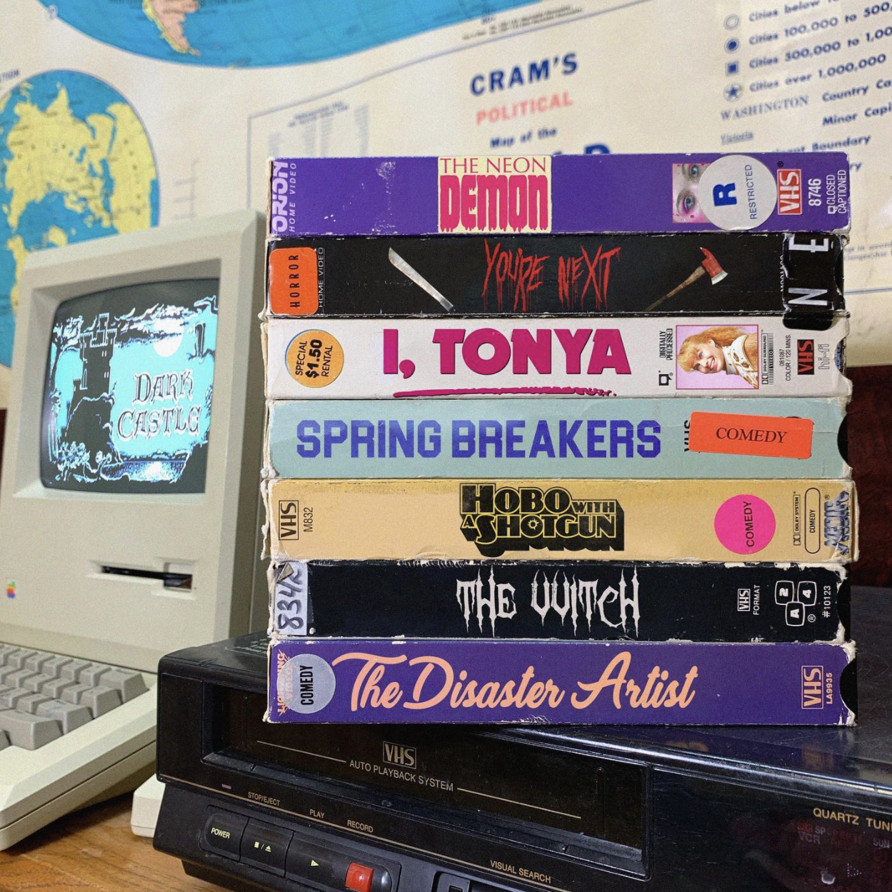VHS tape edits - display device - Cd 300 Doorlog to Doo Cram'S Political Inc The Neon Oro Vhs 9128 Go Horror In 1.50 Sun Dar Casino Comedy Demon Youpe Next 1 I, Tonya Via Spring Breakers Shotgin The Quitch The Disaster Artist Til 834 Vas Vhs Nws Awoe 815 