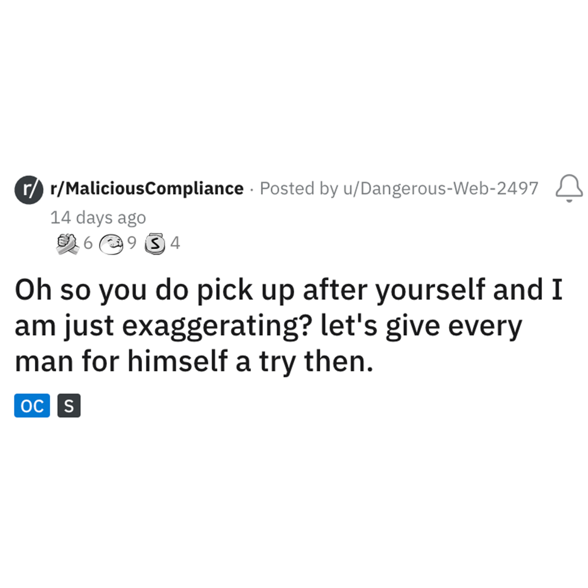 Cleaning Contest Reddit Story - cody garbrandt tweet tj dillashaw - r rMaliciousCompliance . Posted by uDangerousWeb2497 2 14 days ago 6934 6 S4 Oh so you do pick up after yourself and I am just exaggerating? let's give every man for himself a try then. O