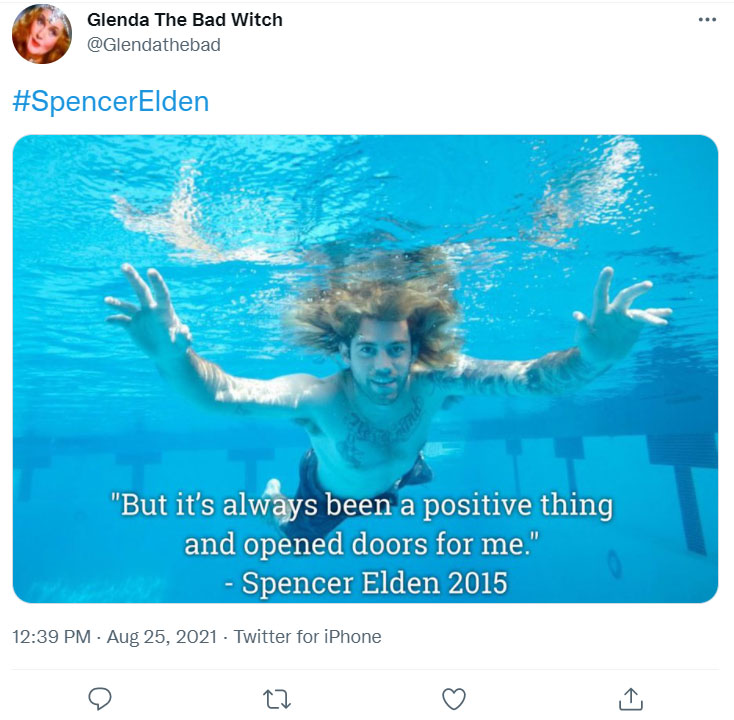 nirvana nevermind - Glenda The Bad Witch "But it's always been a positive thing and opened doors for me." Spencer Elden 2015 Twitter for iPhone 27