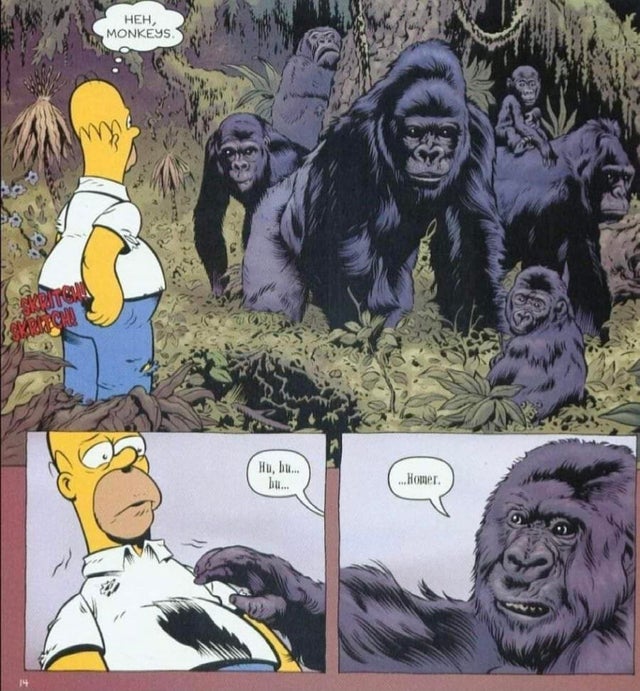 out of context comics - homer monkey comic - , Monkeys Motora Arregar Hu, bu.. bu... ...Homer. 14