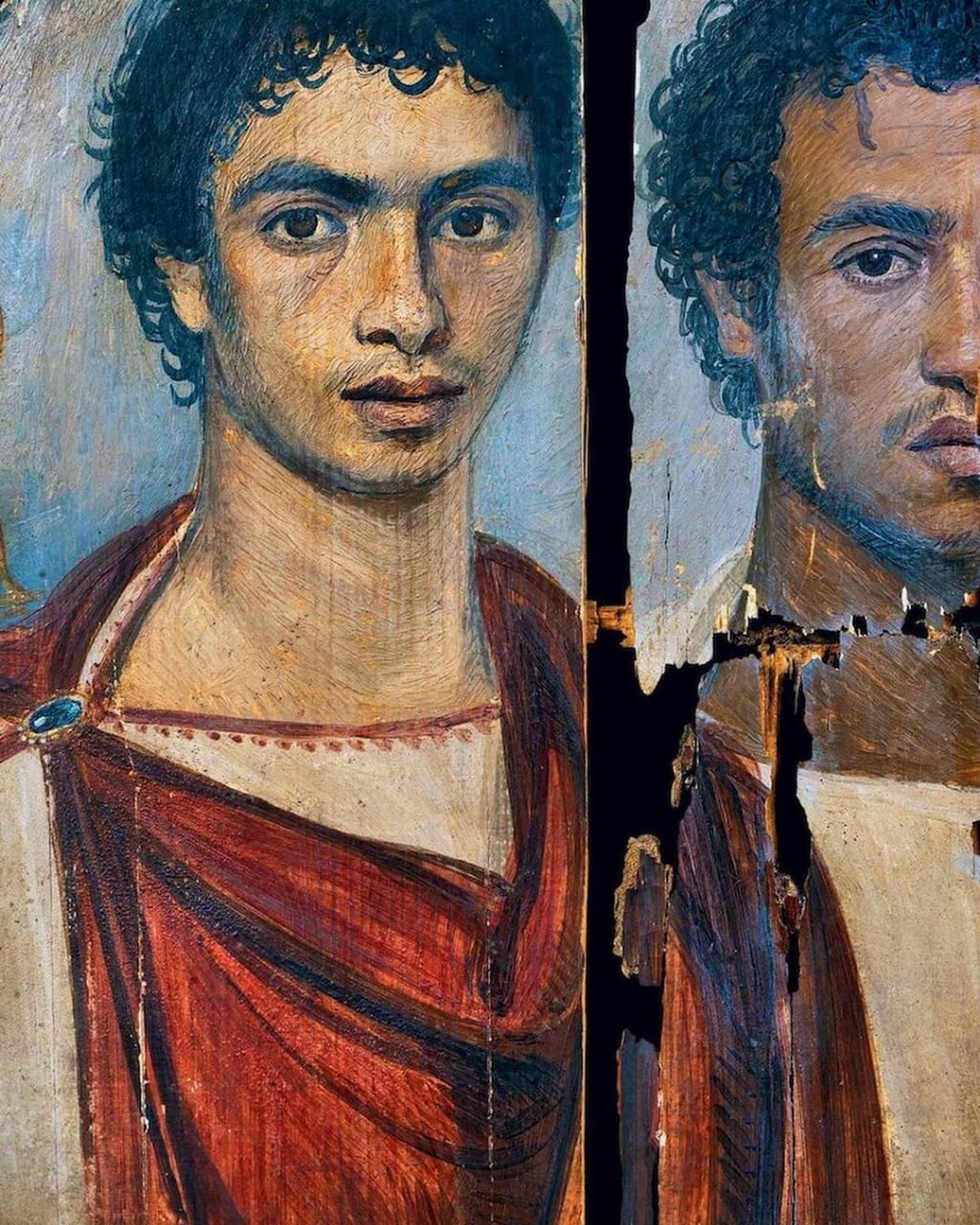 mummy portrait of an egyptian  man  50 bc wearing greek clothes