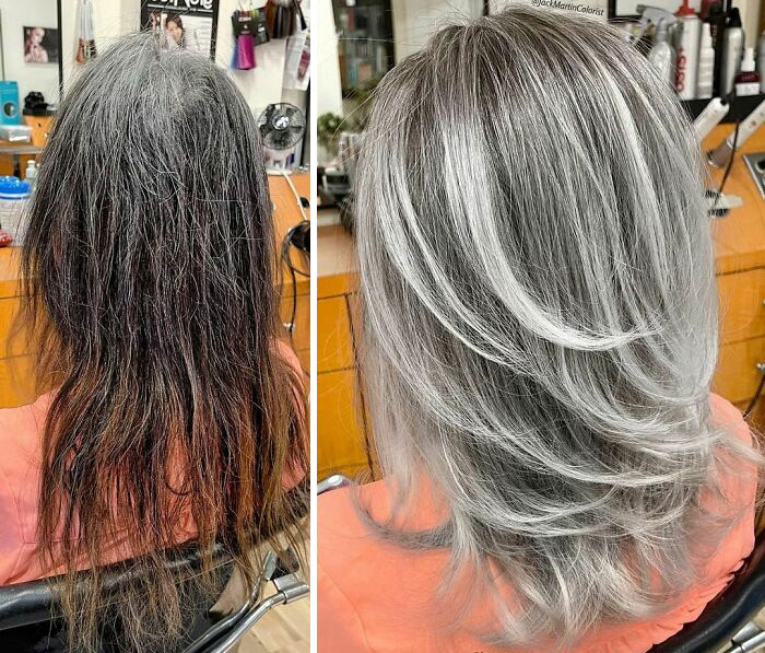 21 Times This Hairdresser Encouraged Women To Ditch The Hair Dye And Embrace Their Natural Grey Hair.