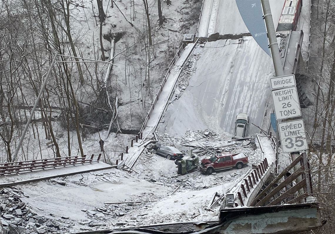 pittsburgh bridge collapse - winter - Bridge Weight Limit 26 Tons Speed Limit 35 Ere