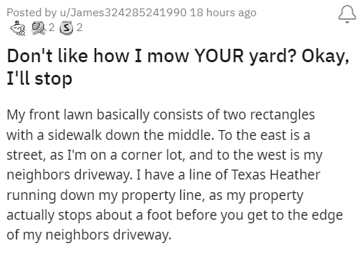 Neighbor Unhappy with Free Lawn Care, Gets a Life Lesson About Entitlement