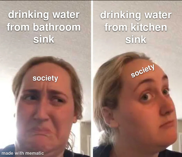 dank memes - funny memes - immaterial accounting - drinking water from bathroom sink society made with mematic drinking water from kitchen sink society