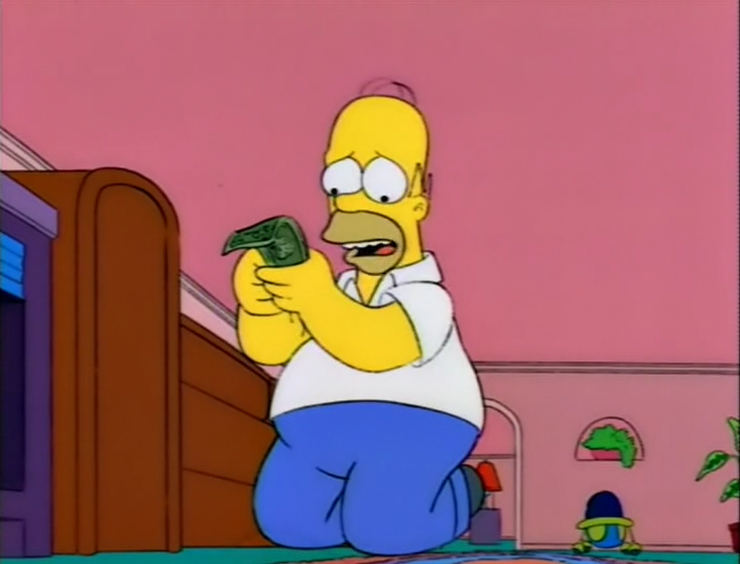 Memorable Simpsons Quotes - homer simpson with money