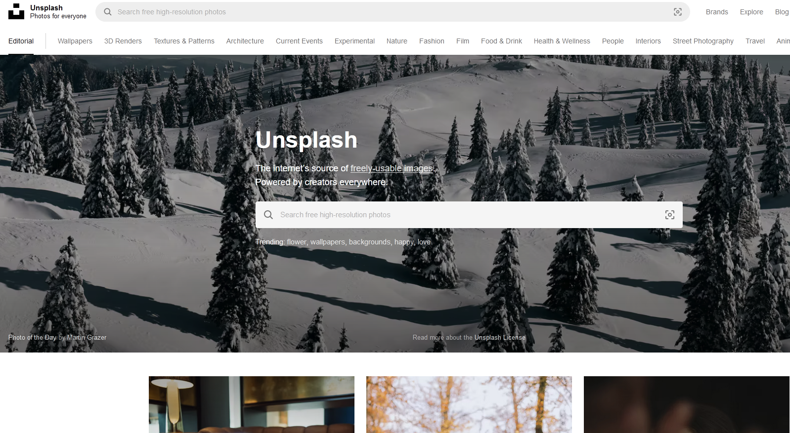 underrated websites  - winter - Unsplash Photowy E Biog Brno Expre Editor Wie Current P Art Unsplash The hemets source of reusable Powered by creators everywhere! Peg compong