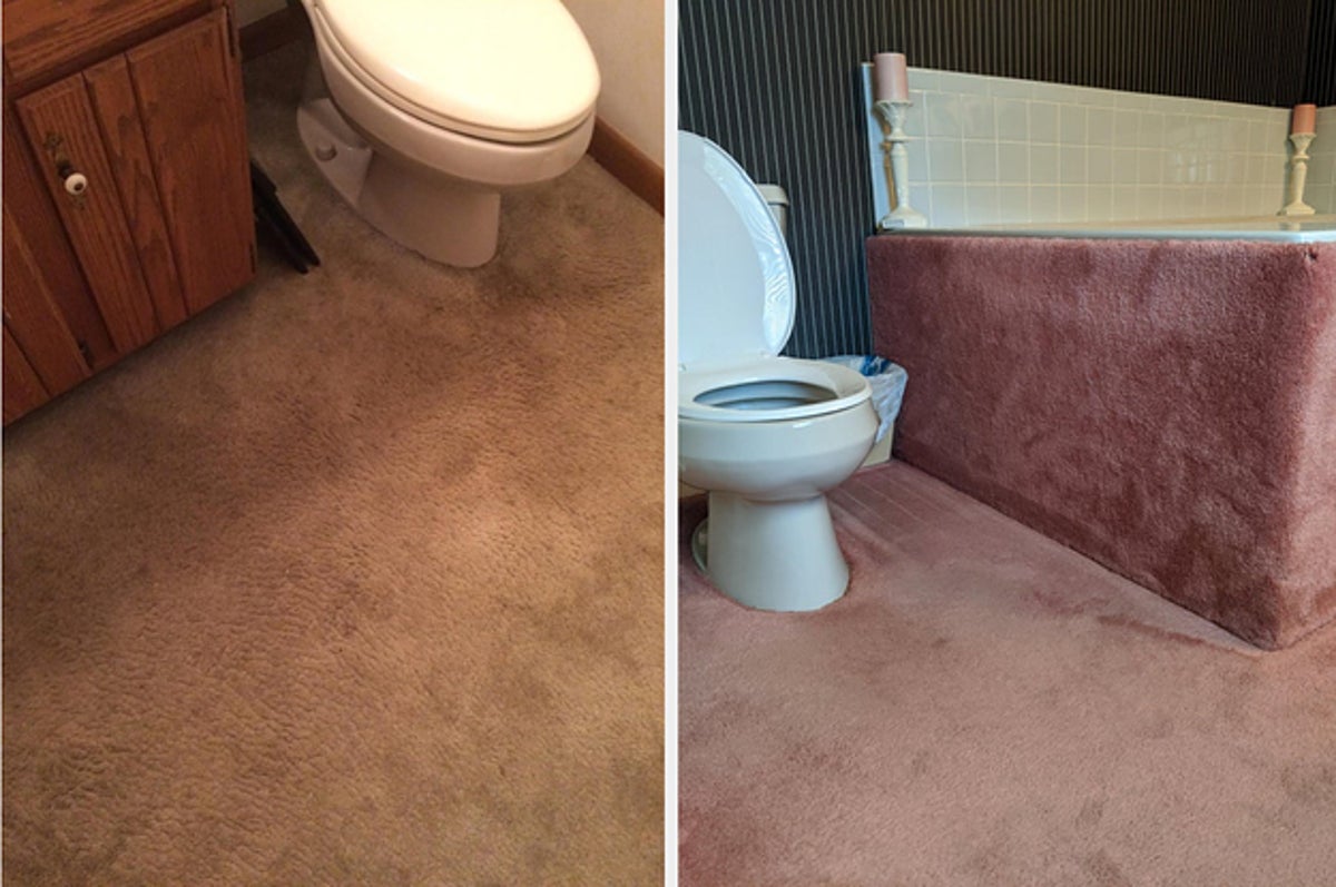 outdated trends making comebacks  -carpeted bathroom
