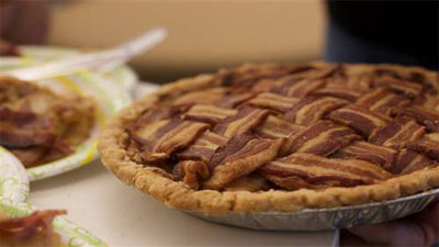 The Bacon and Apple Pie. God bless America! Are we crazy to think this actually could be delicious? ...Don't answer that.