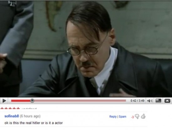 youtube comment hitler glasses gif - P O i Spam sofinab8 6 hours ago ok is this the real hitler or is it a actor