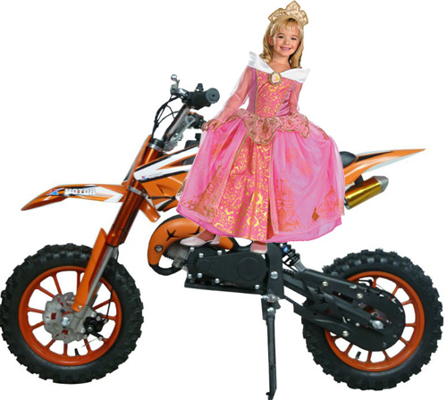 In the actual story, Sleeping Beauty's curse dictates that she'll die by pricking her finger on a spindle. In the EXTREME version, the curse says she'll die by falling off of a dirt bike while doing a sweet flip, of course. In order to protect his daughter, the king outlaws motocross in the land...until that fateful day when everything falls apart...