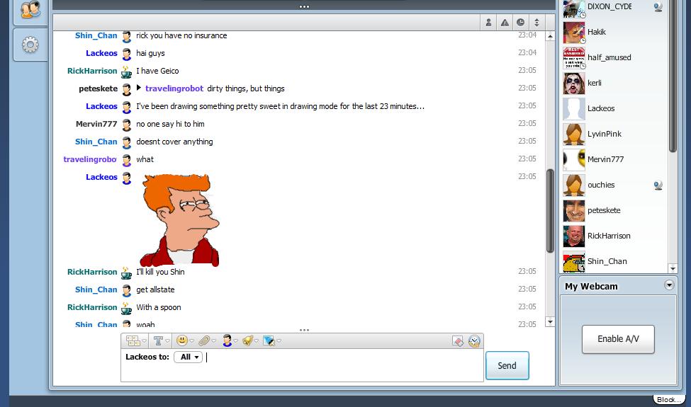 Fry from Futurama drawn in live chat