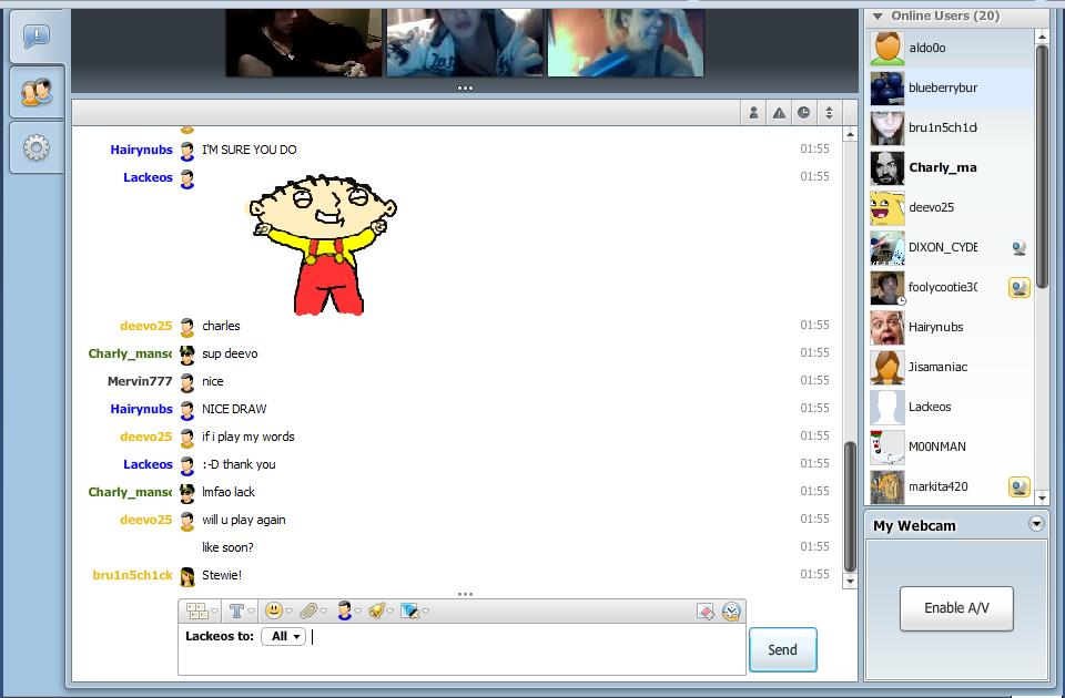 I drew Stewie from Family Guy in live chat