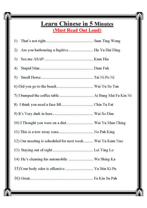 How to say some English phrases in Chinese.