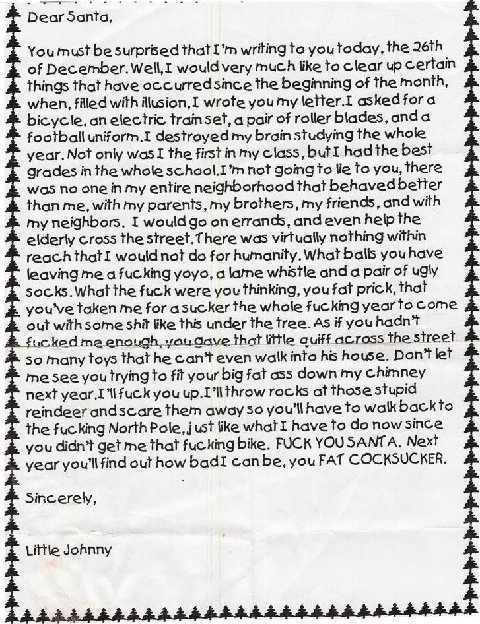 CLASSIC: Little Johnny's letter to Santa Clause. Merry Christmas!