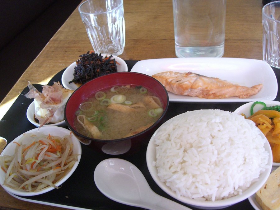 Japan: Miso soup, Cteamed Rice, and Pickles