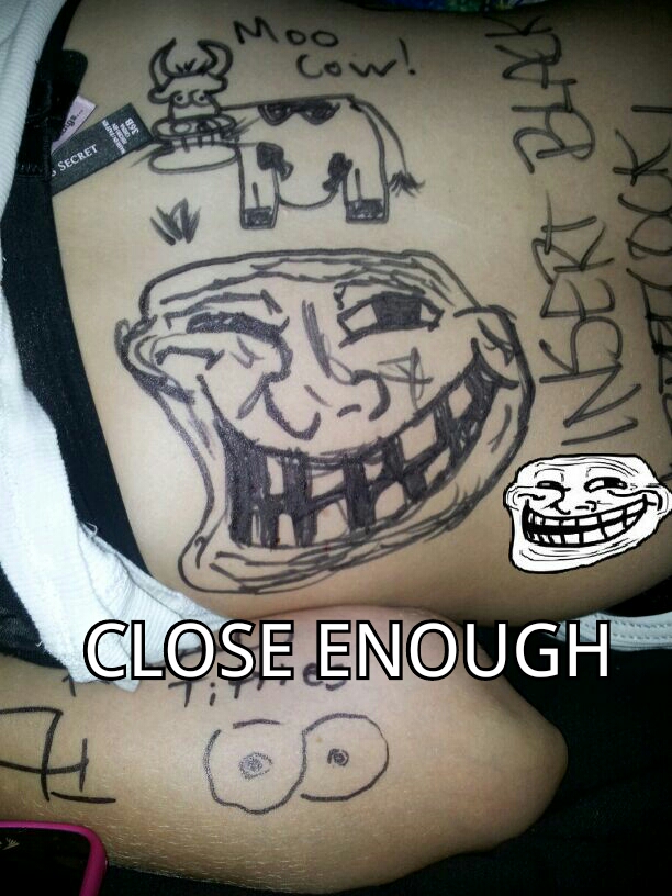 Drawing on my friend Krystal while she is passed out drunk