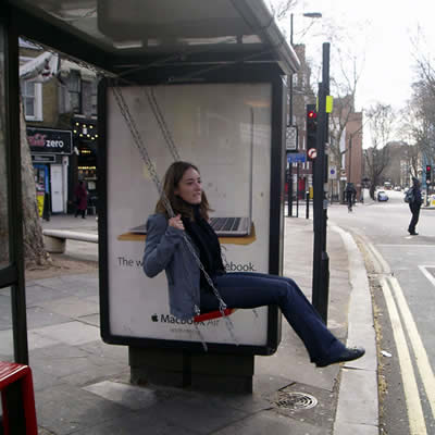 Swing on a Bus Stop in London, part of Bruno Taylor's "Playful Spaces" art project 