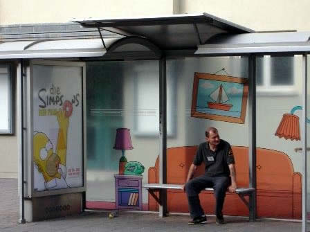 The Simpsons Bus stop in Germany, advertising for the movie 