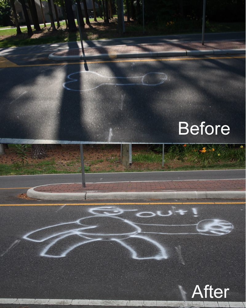 Nothing like a little chalk to clear up some unsightly graffiti.