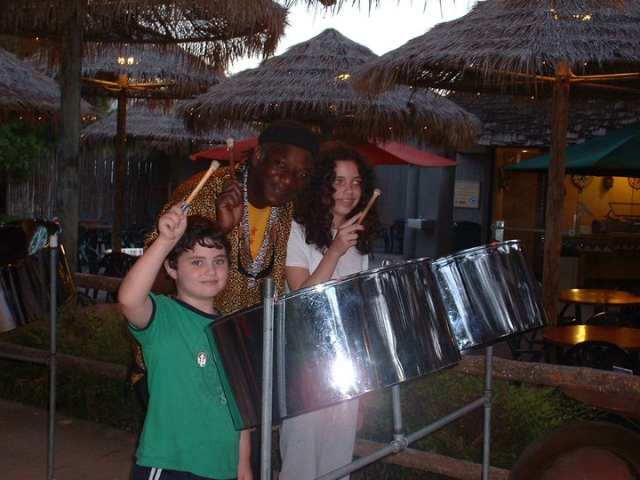 My kids and I playing steel drums at San Diego's wild animal park.