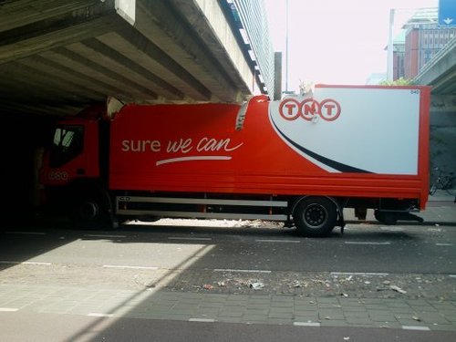 A delivery truck facepalm.