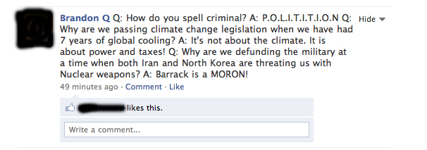 That's not how you spell "criminal" or "Politician". Oops.