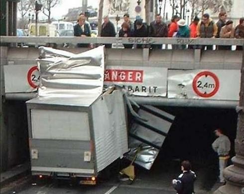 retrard crashes his truck into an overpass