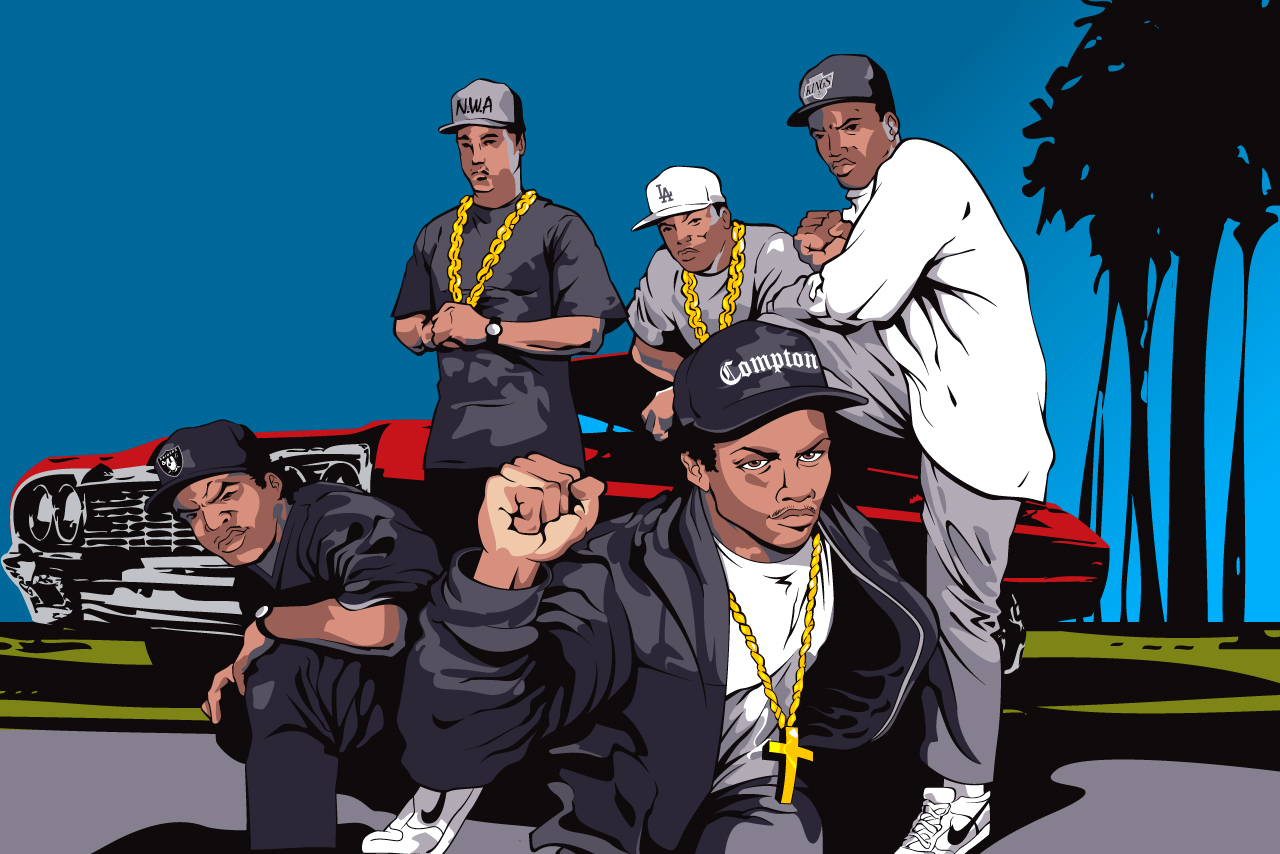 An illustration of N.W.A. 
