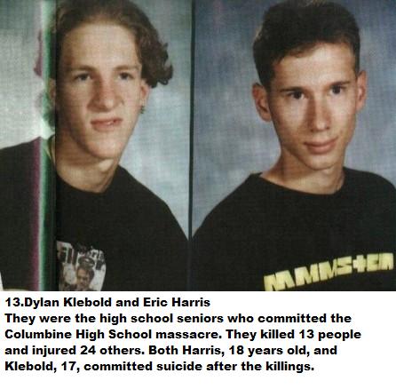 Dylan Klebold and Eric Harris, Columbine High School shooters