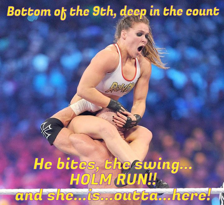 Thinking of going for that Grand Slam?  No need to spend extra innings loading her up and wearing her down, so go for the belt with the HOLM RUN!  A guaranteed knockout that will go straight to her head.
